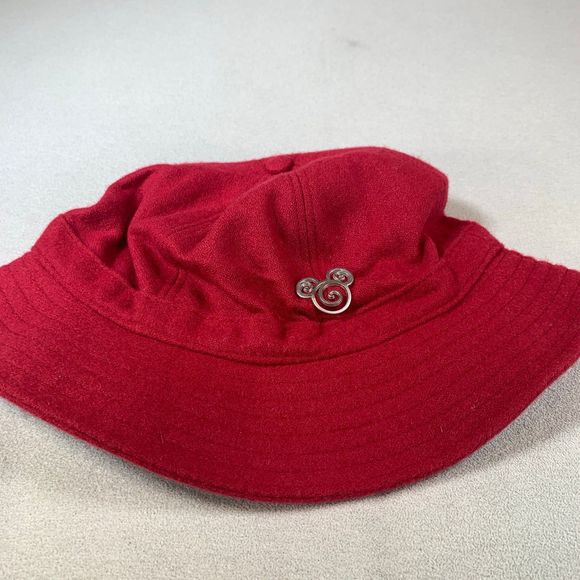 Disney Parks Red Wool Floppy Hat Silver Mickey Mouse Accent bucket cap New nwt